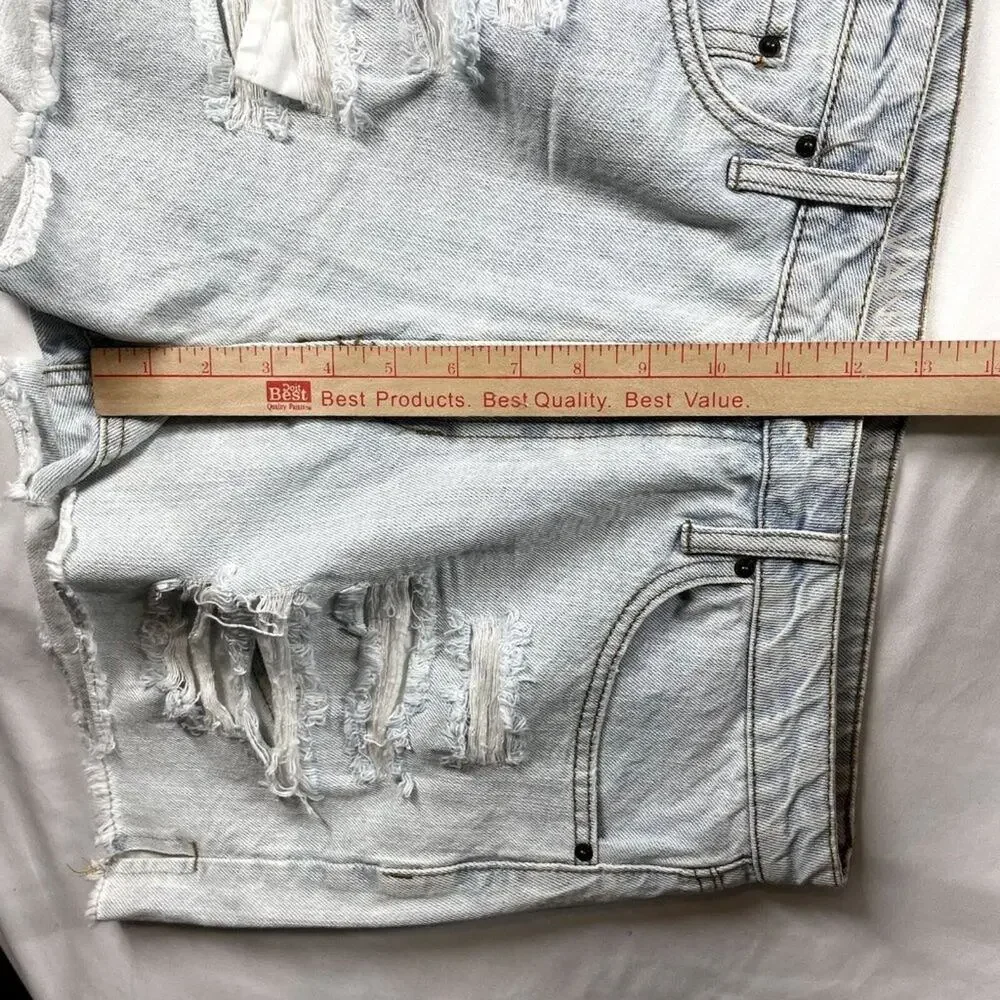 Vanilla Star high rise shortie distressed cut off denim shorts size 13 womens 31